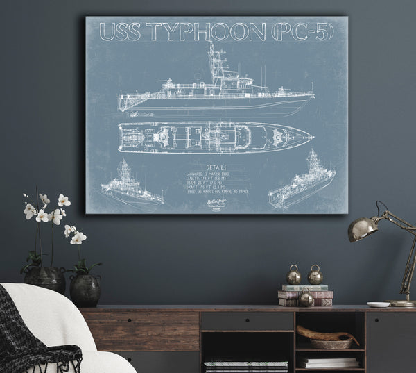 USS Typhoon (PC-5) Blueprint Wall Art - Original Patrol Ship Print