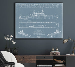 USS Nassau (LHA-4) Blueprint Wall Art - Original Amphibious Assault Ship Print