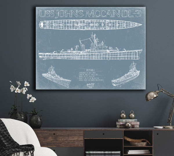 USS John S. McCain (DL-3/DDG-36) Blueprint Wall Art - Original Destroyer Print