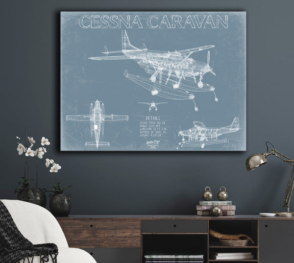 Cessna Caravan Aircraft Blueprint Wall Art - Original Airplane Print