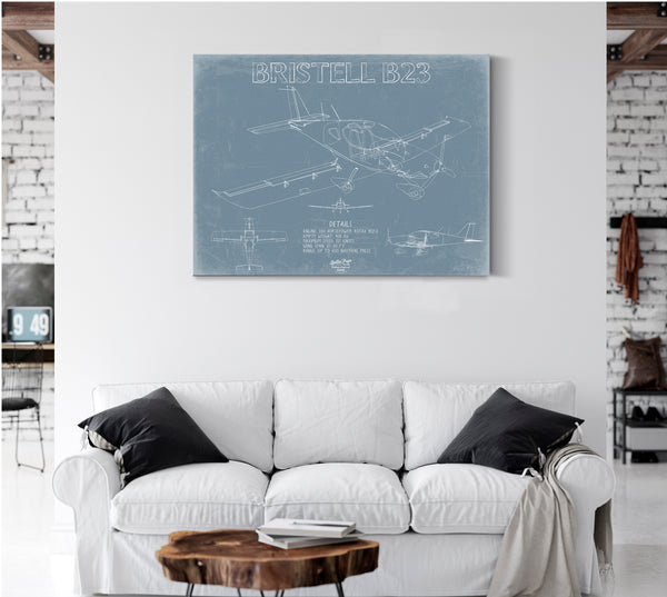 Bristell B23 Aircraft Blueprint Wall Art - Original Aviation Plane Print