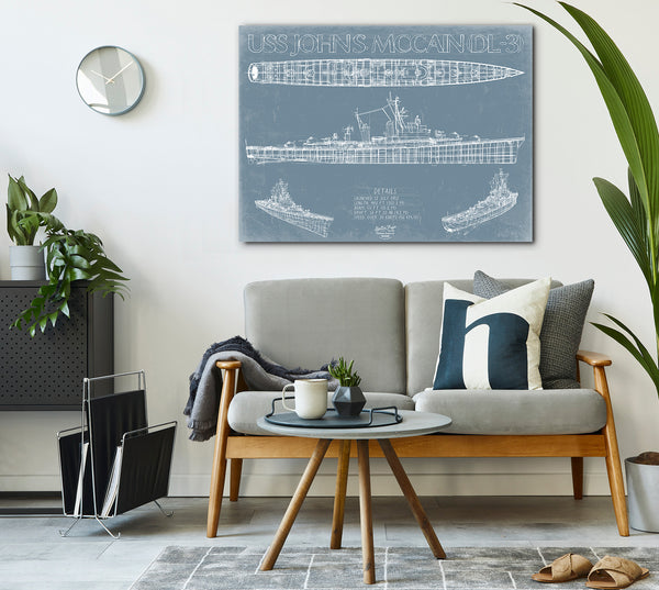 USS John S. McCain (DL-3/DDG-36) Blueprint Wall Art - Original Destroyer Print