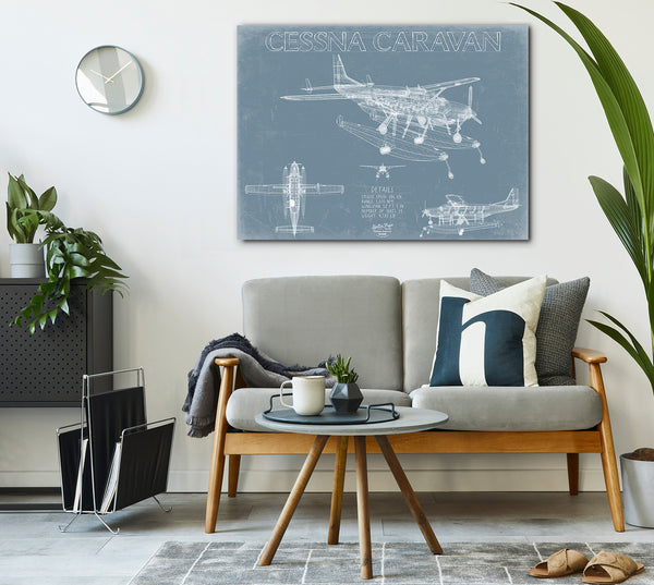 Cessna Caravan Aircraft Blueprint Wall Art - Original Airplane Print