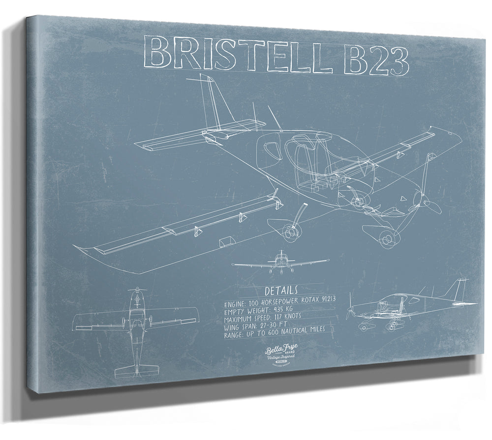 Bristell B23 Aircraft Blueprint Wall Art - Original Aviation Plane Print