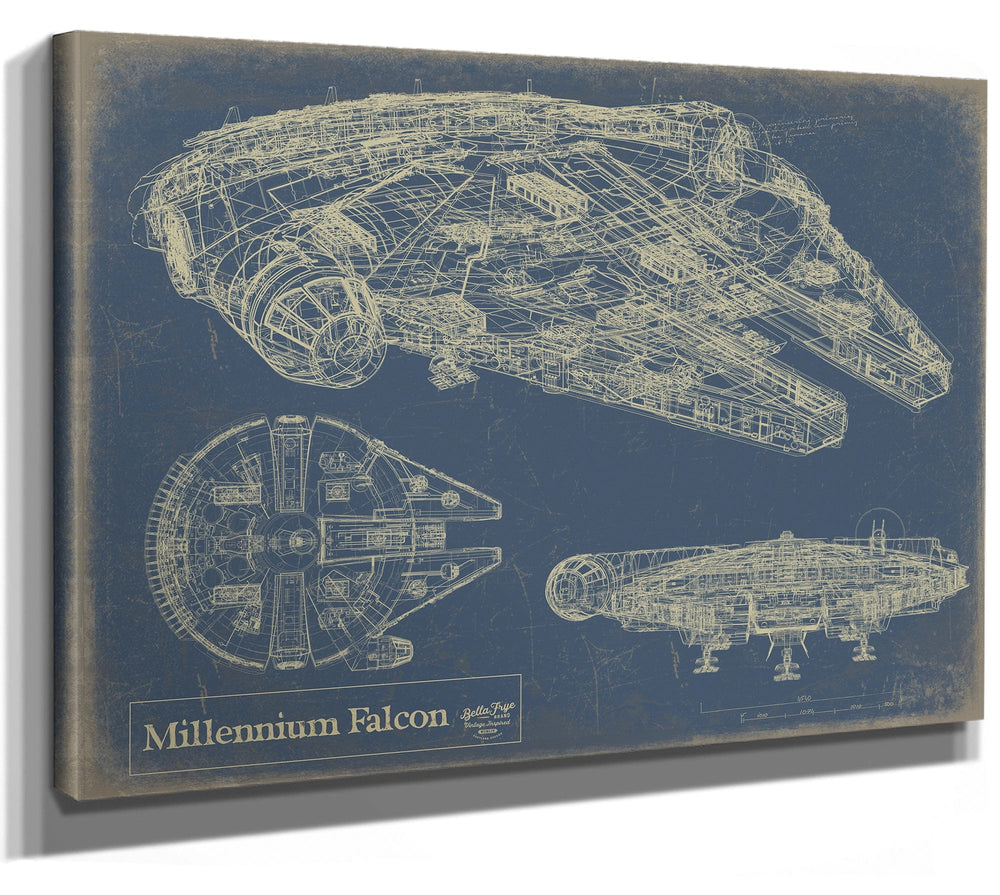 Bella Frye 24" x 18" / Stretched Canvas Wrap / Blue Millennium Falcon