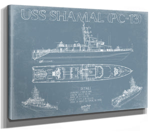 USS Shamal (PC-13) Blueprint Wall Art - Original Patrol Ship Print