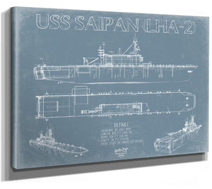 USS Saipan (LHA-2) Blueprint Wall Art - Original Amphibious Assault Ship Print