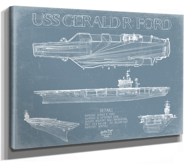 USS Gerald R. Ford Blueprint Wall Art - Original Carrier Print