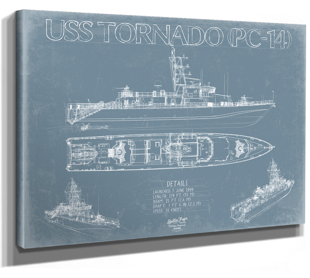 USS Tornado (PC-14) Aircraft Blueprint Wall Art - Original Aviation Plane Print