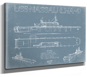 USS Nassau (LHA-4) Blueprint Wall Art - Original Amphibious Assault Ship Print