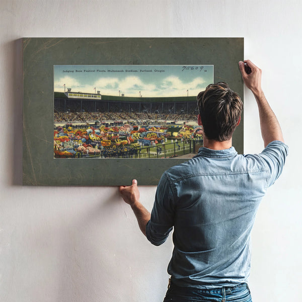 Judging Rose Festival Floats Multnomah Stadium Portland Oregon — vintage wall art by Bella Frye