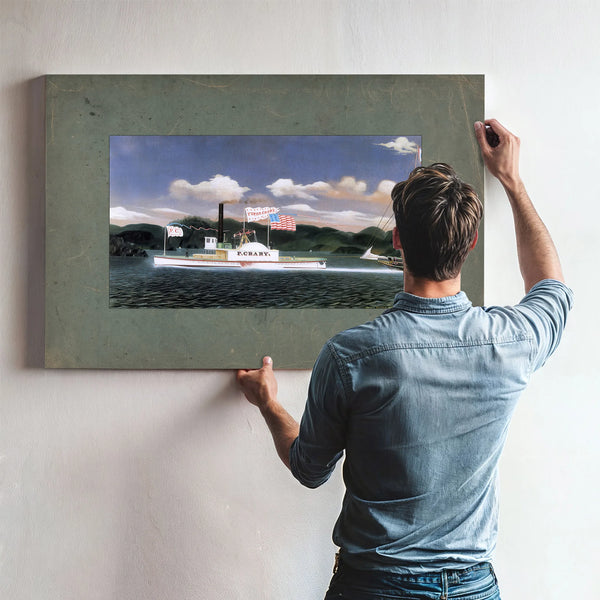 Steamboat Peter Crary on the Hudson River — Framed Wall Art Room View | Bella Frye