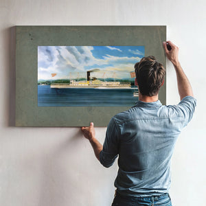 Steamboat C. Vanderbilt on the Hudson River — Framed Wall Art Room View | Bella Frye