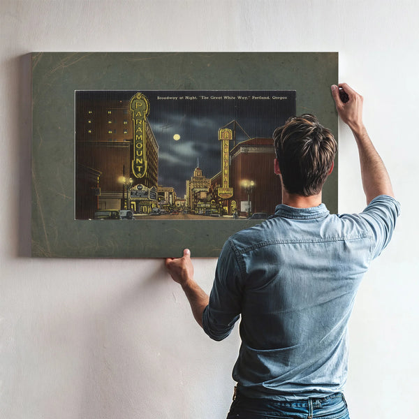Broadway At Night 'The Great White Way' Portland Oregon — vintage wall art by Bella Frye