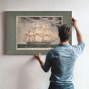 US. Frigate Constitution of 44 Guns  Hand colored lithograph by William Lynn — Framed Wall Art Room View | Bella Frye