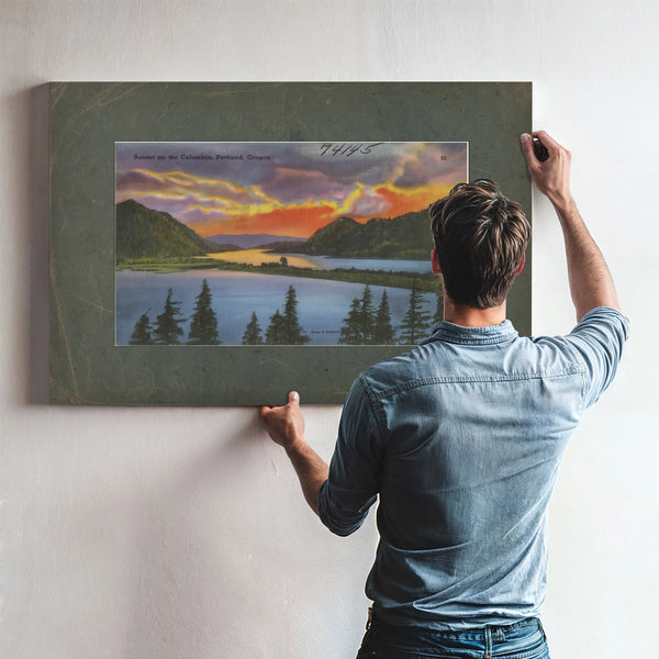 Sunset On The Columbia Portland Oregon — vintage wall art by Bella Frye