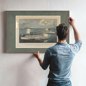 Steamboats Passing at Midnight on Long Island Sound — Framed Wall Art Room View | Bella Frye