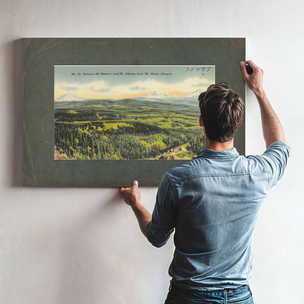 Mt St Helens Mt Rainier And Mt Adams From Mt Hood Oregon — vintage wall art by Bella Frye
