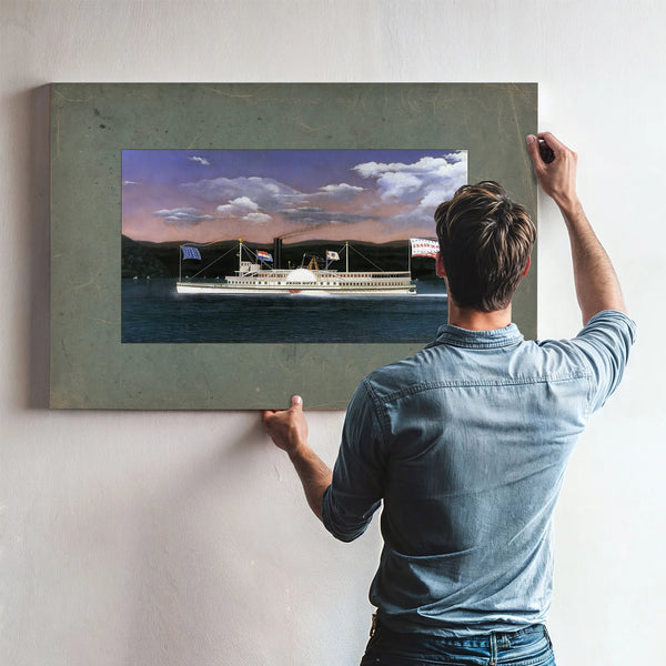 Steamboat Jesse Hoyt on the Hudson River — Framed Wall Art Room View | Bella Frye