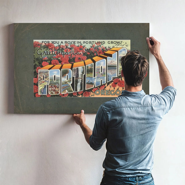 For You A Rose In Portland Grows Greetings From Portland Oregon — vintage wall art by Bella Frye