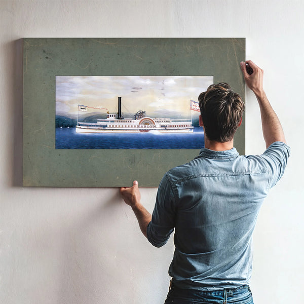 Steamboat Harlem on the Hudson River — Framed Wall Art Room View | Bella Frye