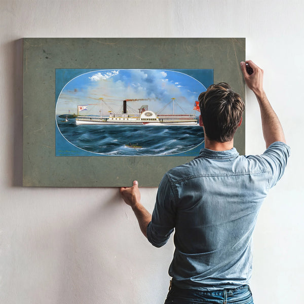 Steamboat Reindeer Hudson River Side Wheel Passenger Steamer — Framed Wall Art Room View | Bella Frye