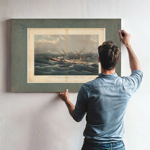 Clipper Ship Comet of New York in a Hurricane off Bermuda on her Voyage from — Framed Wall Art Room View | Bella Frye
