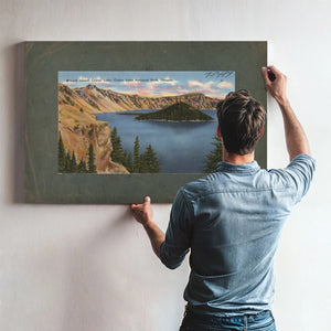 Wizard Island Crater Lake Crater Lake National Park Oregon — vintage wall art by Bella Frye