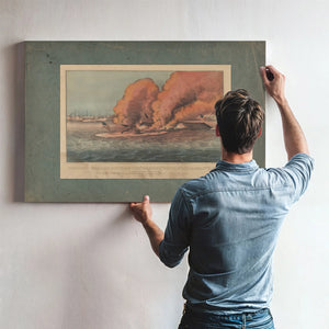 Terrific Combat Between the Monitor 2 Guns Merrimac 11 Guns in Hampton Roads M — Framed Wall Art Room View | Bella Frye