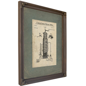 The Hinz Distillation Apparatus Patent Blueprint of Forbidden Spirits — Bourbon Framed Canvas Print | Bella Frye