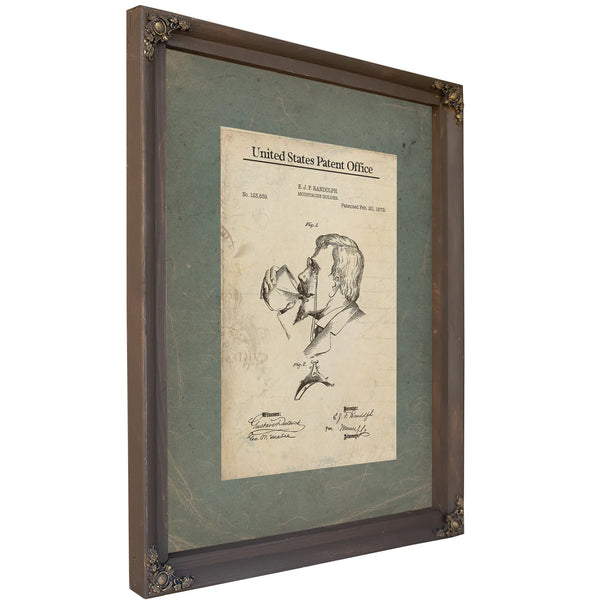 The Gentlemans Peculiar Apparatus Patent for the Preservation of the Victorian Moustache — Bourbon Framed Canvas Print | Bell