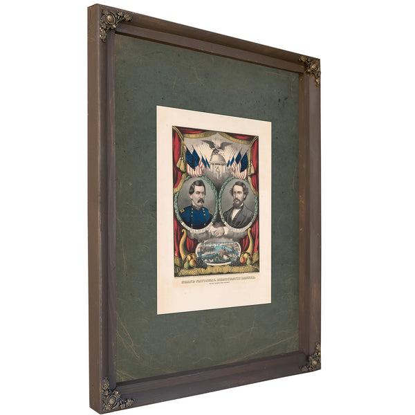 Grand National Democratic Banner Peace! Union! and Victory! 1864 — Bourbon Framed Canvas Print | Bella Frye