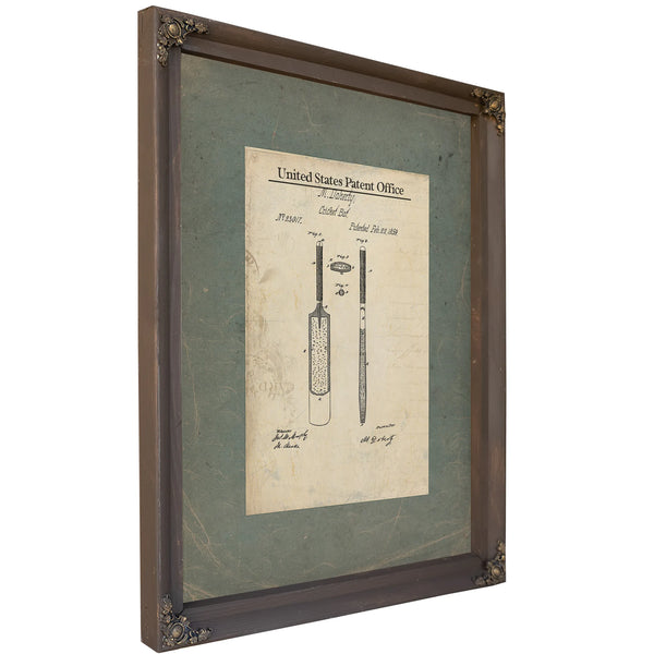 United States Patent No. 2317 M Doherty Cricket Bat February 22 1859 — Bourbon Framed Canvas Print | Bella Frye