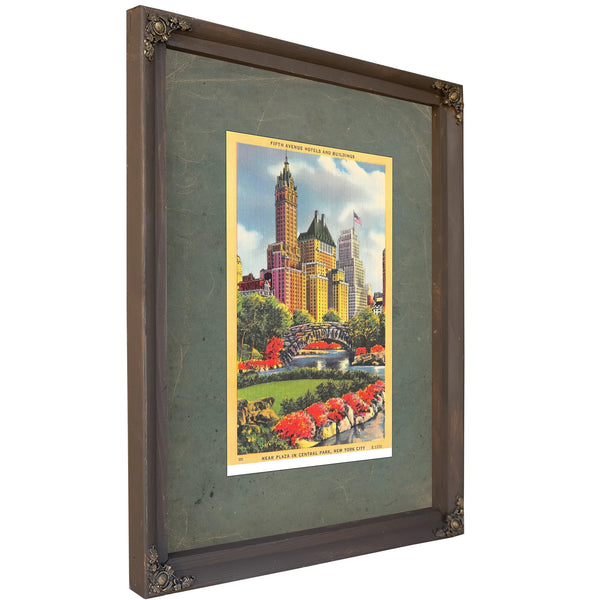 Manhattan Rising a Gilded View From the Park — Bourbon Framed Canvas Print | Bella Frye