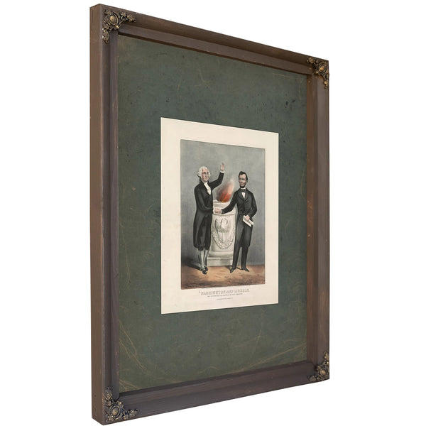 Washington and Lincoln the Father and the Saviour of Our Country 1865 — Bourbon Framed Canvas Print | Bella Frye
