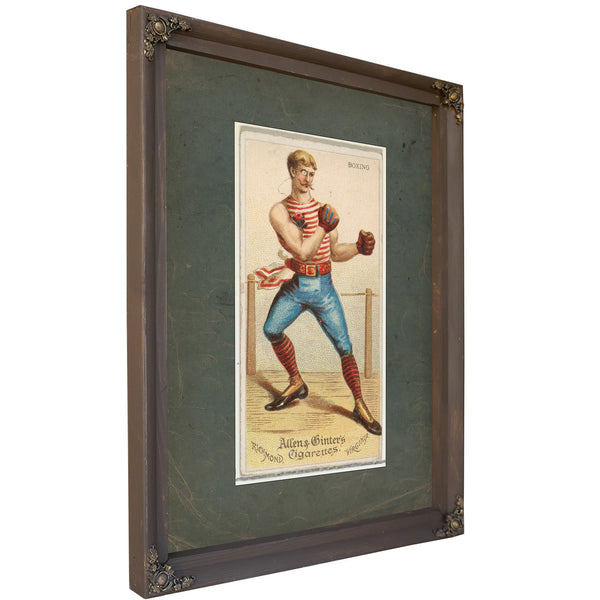 Boxing From Worldand39s Dudes Series N31 for Allen Andamp Ginter Cigarettes — Bourbon Framed Canvas Print | Bella Frye