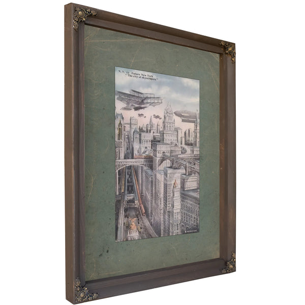 Tomorrows Metropolis a Prophecy in Steel and Sky — Bourbon Framed Canvas Print | Bella Frye