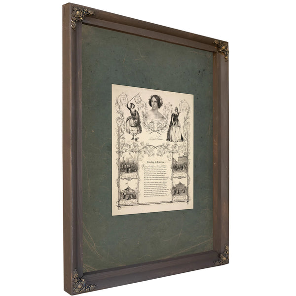 Greeting to America 19th Century — Bourbon Framed Canvas Print | Bella Frye