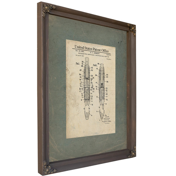 The Scriveners Mechanism Schmidt Multicolor Pen Patent — Framed Wall Art Room View | Bella Frye