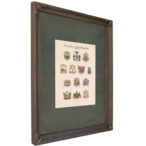 Coats of Arms of the Thirteen Original States 19th Century — Bourbon Framed Canvas Print | Bella Frye