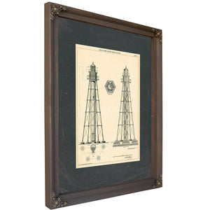 The Keepers Vigil Hilton Head Range Light Blueprint — Bourbon Framed Canvas Print | Bella Frye
