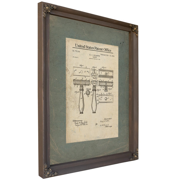 The Gillette Razor Patent of 194 Blueprint of the Modern Morning Ritual — Bourbon Framed Canvas Print | Bella Frye