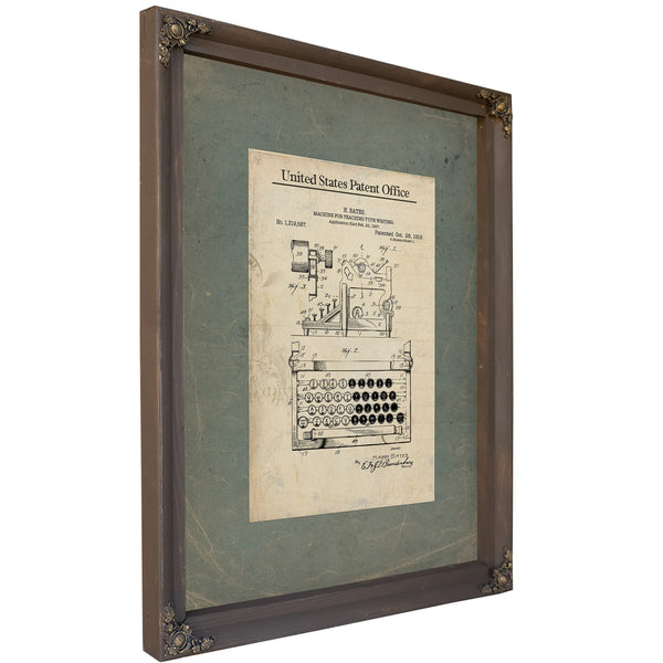 The Mechanical Instructor — Patent Blueprint of the Bates Typing Tutor — Framed Wall Art Room View | Bella Frye