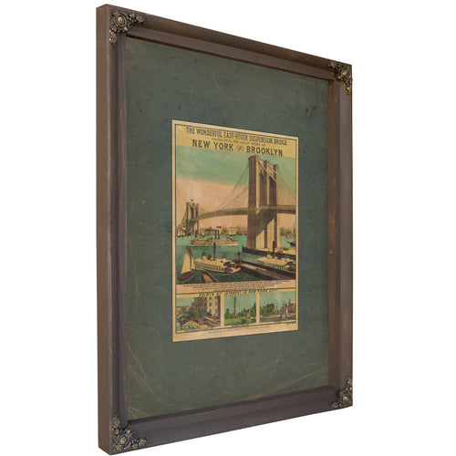 The Wonderful East River Suspension Bridge Connecting the Great Cities of New York and Brooklyn 1883 — Bourbon Framed Canvas 