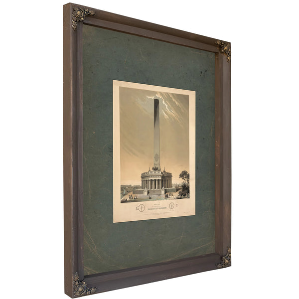 Design of the National Washington Monument 1846 — Bourbon Framed Canvas Print | Bella Frye