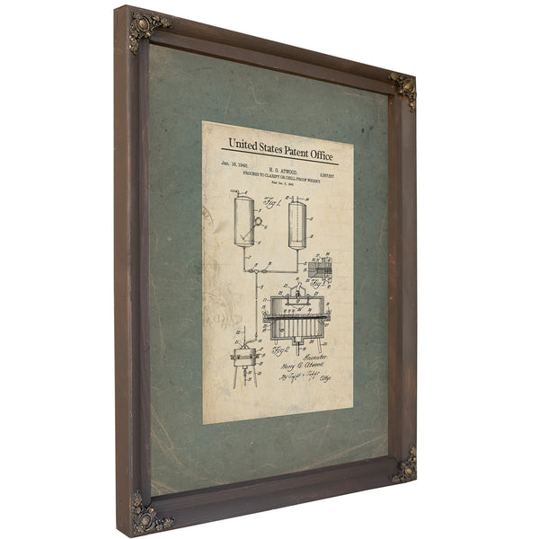 The Atwood Apparatus Blueprint for Liquid Clarity — Bourbon Framed Canvas Print | Bella Frye