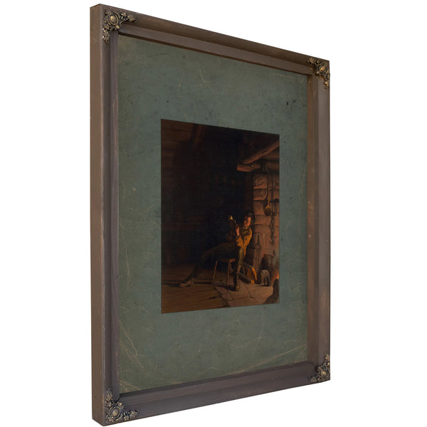 The Boyhood of Lincolnan Evening in the Log Hut 1868 — Bourbon Framed Canvas Print | Bella Frye