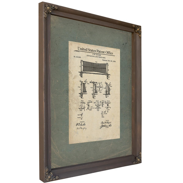 United States Patent No. 415825 Support for Lawn Tennis Nets by Fw Taylor November 26 1889 — Bourbon Framed Canvas Print | Be