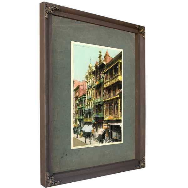 The Gilded Balconies of Mott Street — Bourbon Framed Canvas Print | Bella Frye