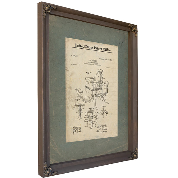 The Barbers Throne Patent Drawing — Bourbon Framed Canvas Print | Bella Frye